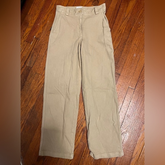 Aritzia Sunday Best New Jaden Pant Gold Camel Khaki Straight-Leg Chino Pants, 0 - Picture 3 of 7